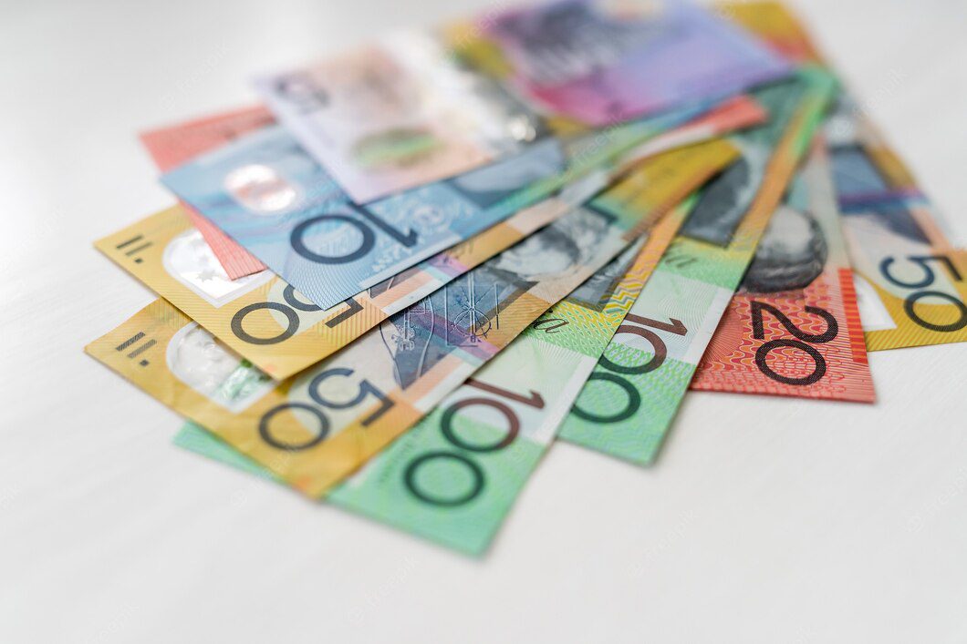 colorful Australian dollars laying wooden table - Finance pre-approval